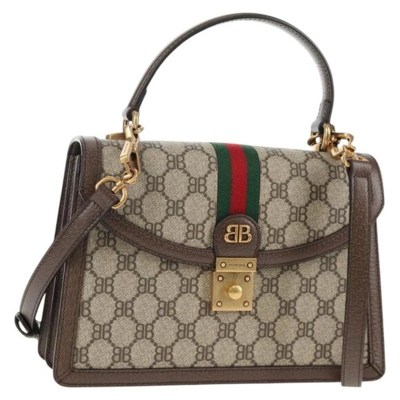 GUCCI Balenciaga Collaboration Web Sherry Line Bag PVC Beige 680119 Auth135820SM - Picture 1 of 16